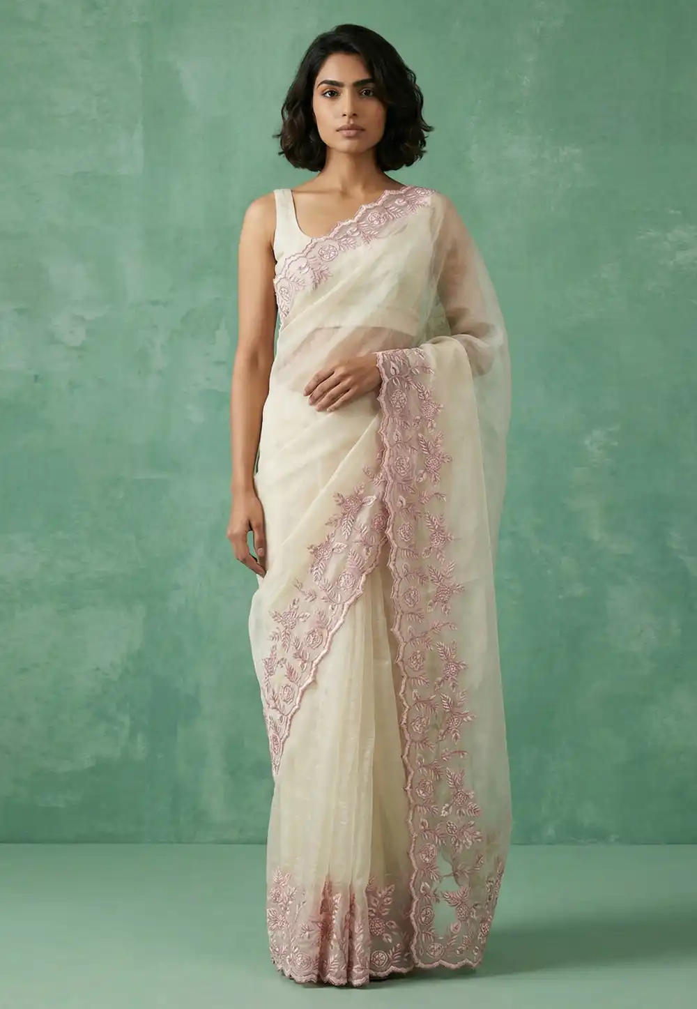 Cream Silk Saree With Blouse 329010