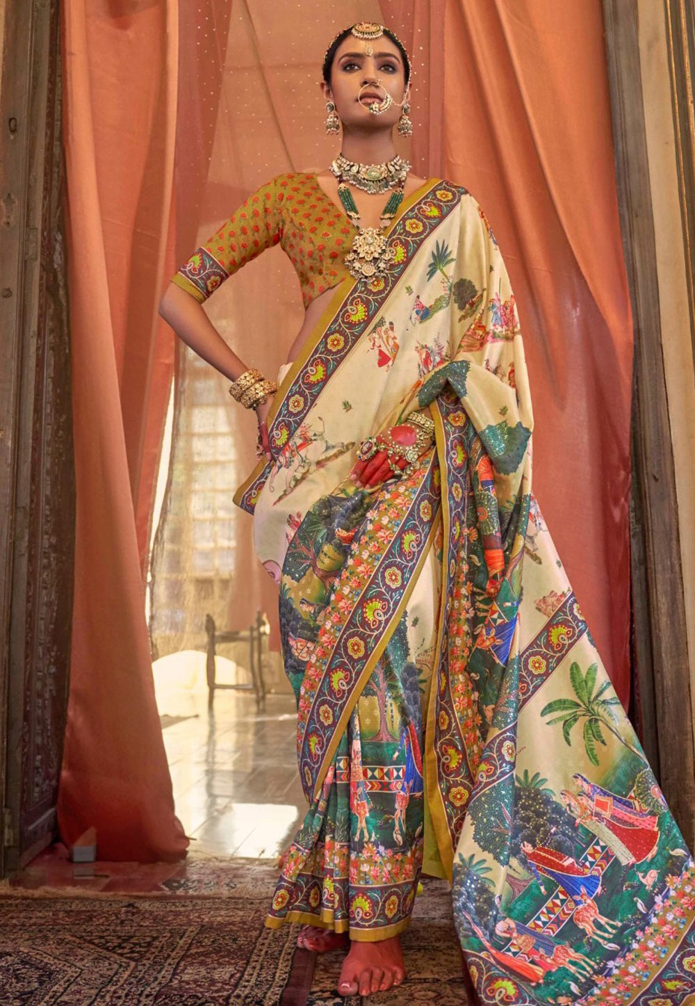 Cream Silk Saree With Blouse 325282