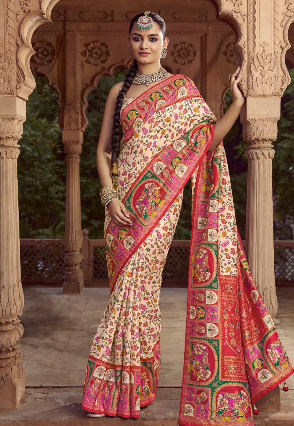 Cream Silk Saree With Blouse 316615