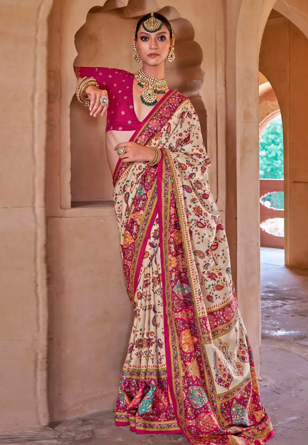 Cream Silk Saree With Blouse 315778
