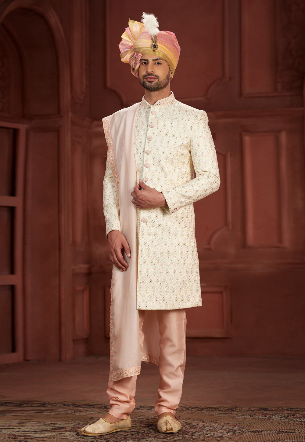 Cream Silk Sherwani 286262