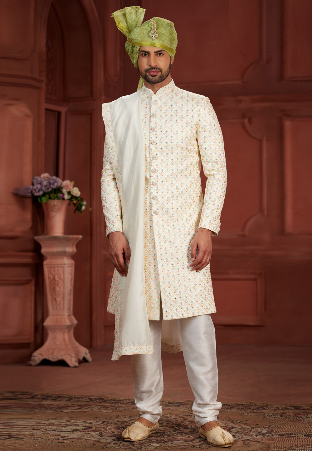 Cream Silk Sherwani 286263