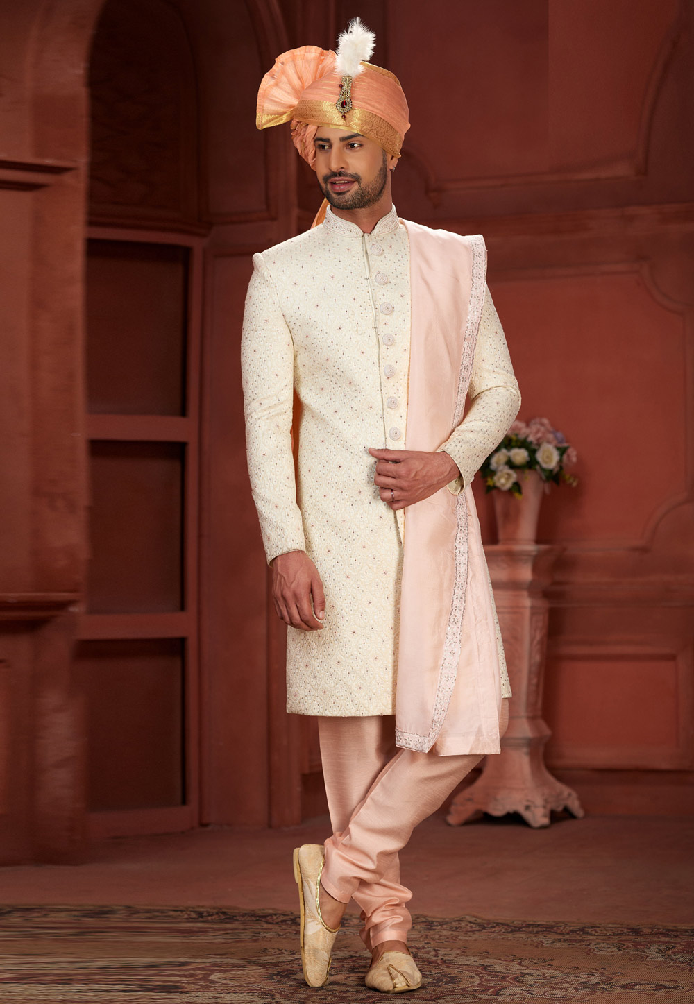 Cream Silk Sherwani 286276