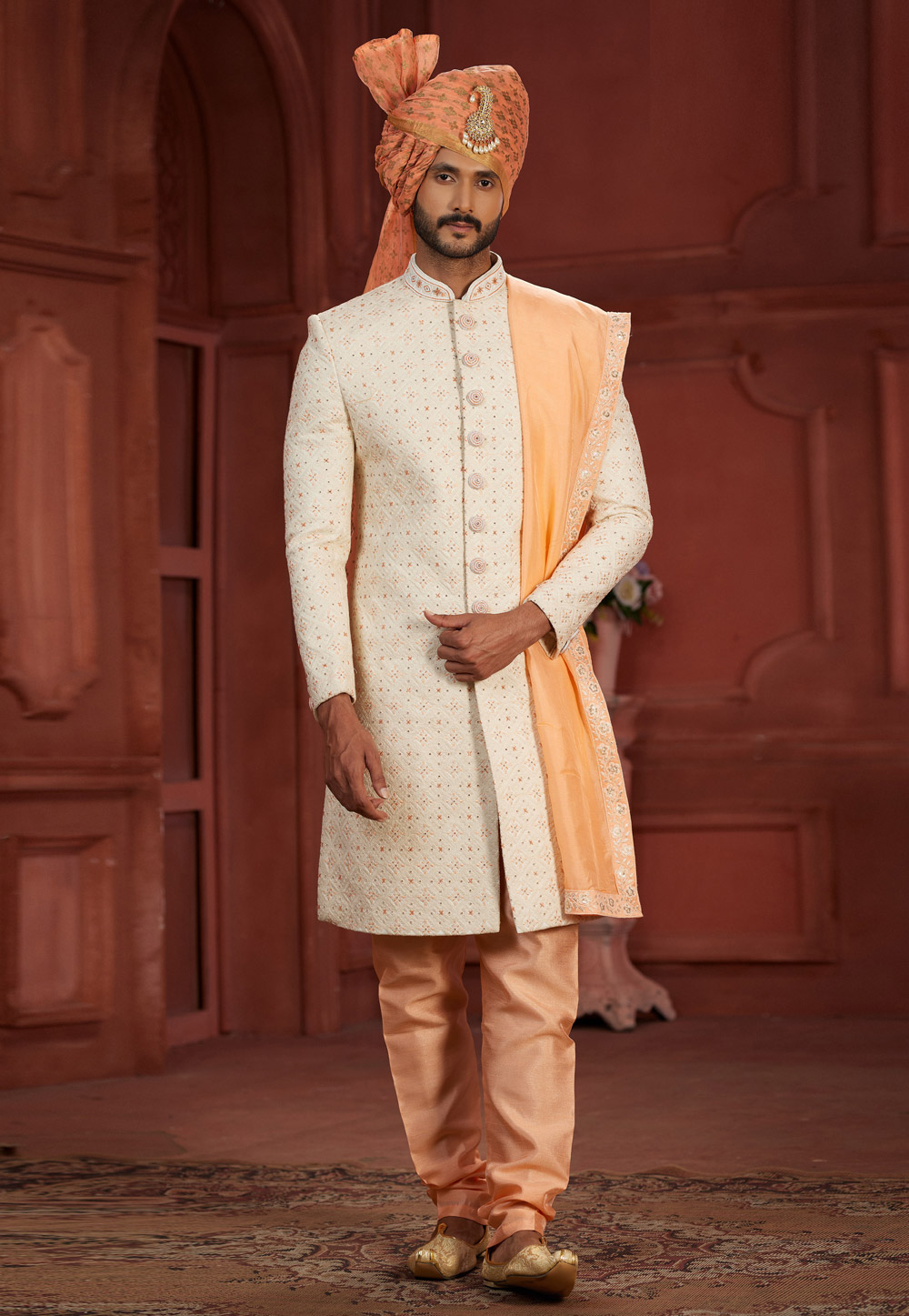 Cream Silk Sherwani 286278