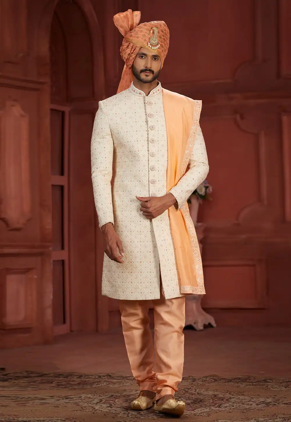Cream Silk Sherwani 286278