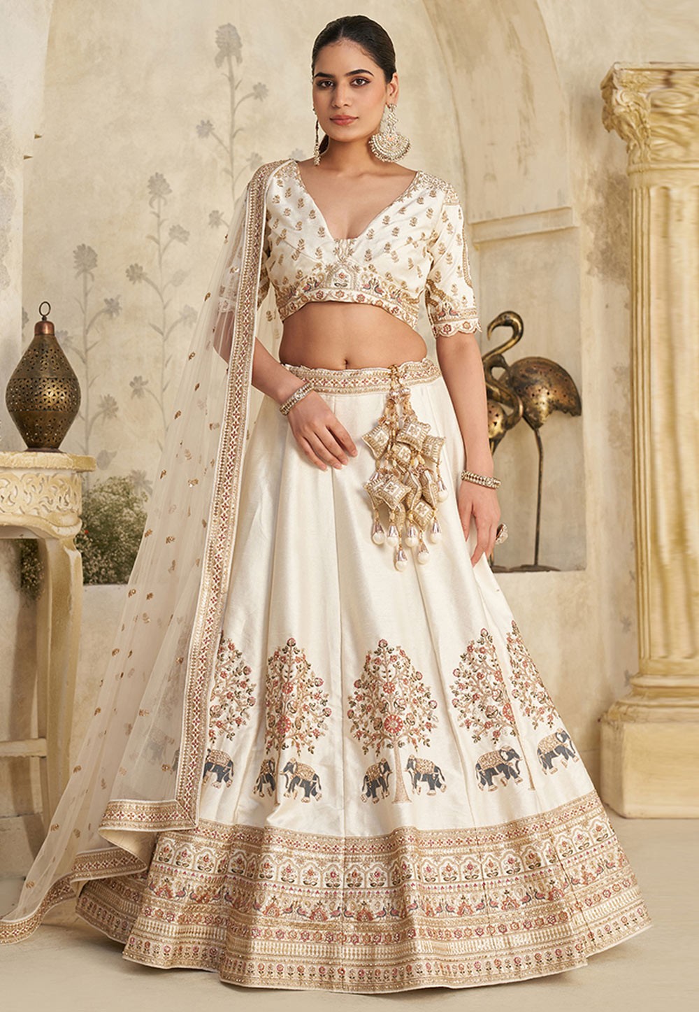 Cream Silk Wedding Lehenga Choli 318854
