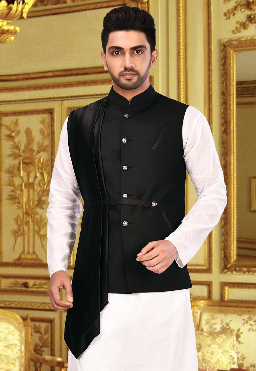 Black Rayon Readymade Jacket 202893
