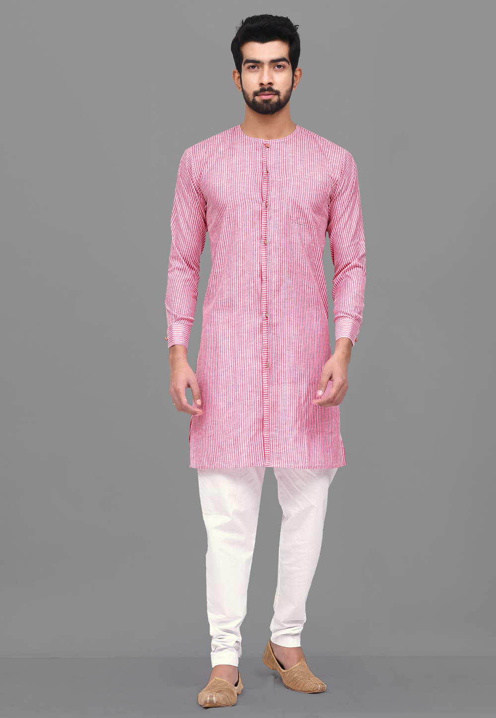 Pink Cotton Kurta Pajama 218637