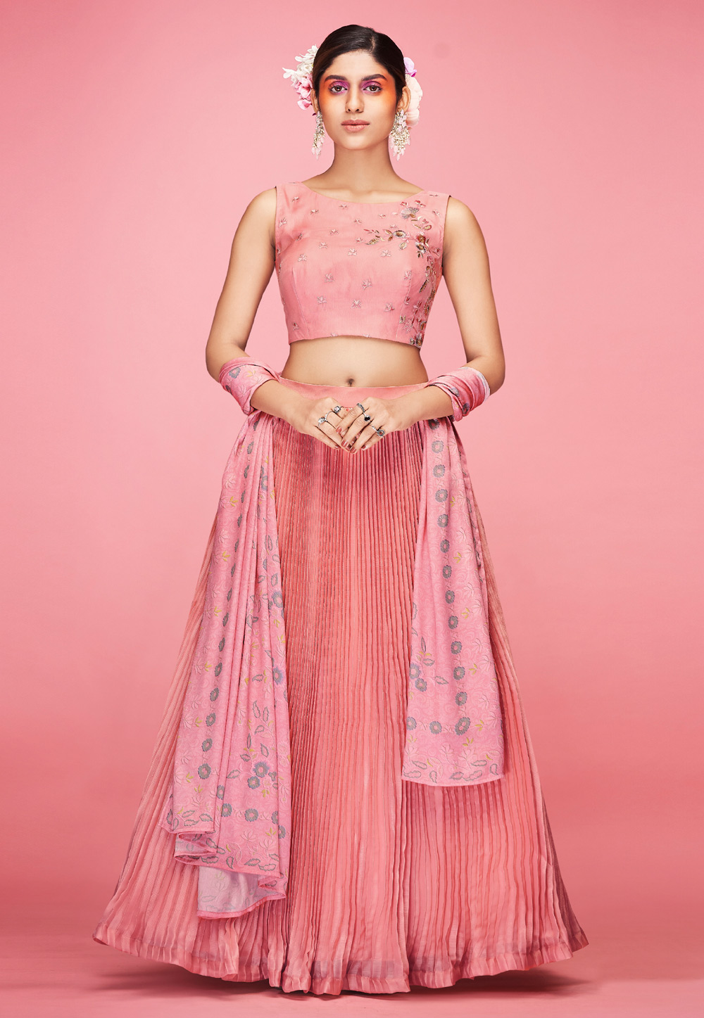 Pink Art Silk A Line Lehenga Choli 247294