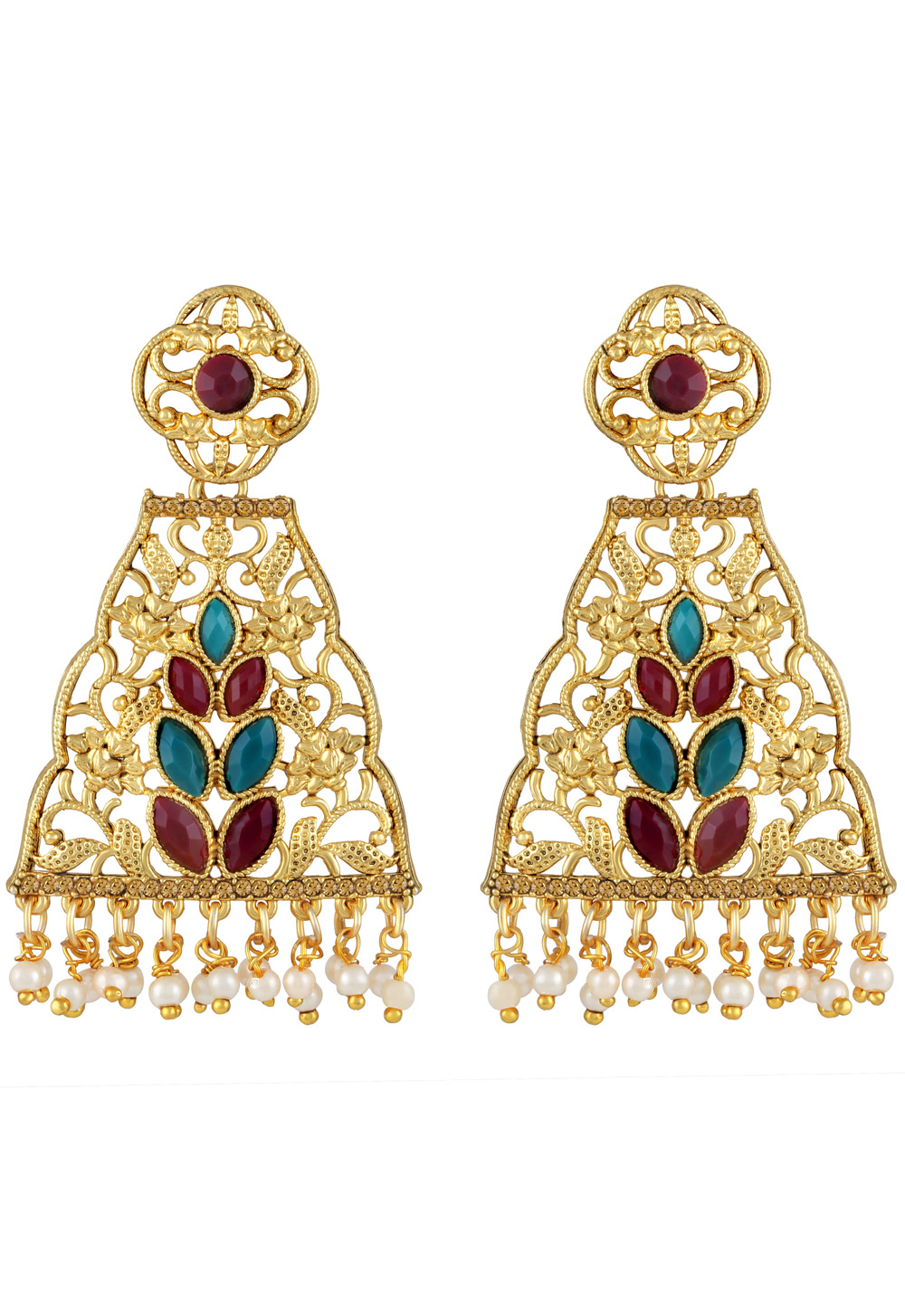 Maroon Zinc Kundan Drops Earrings 191262