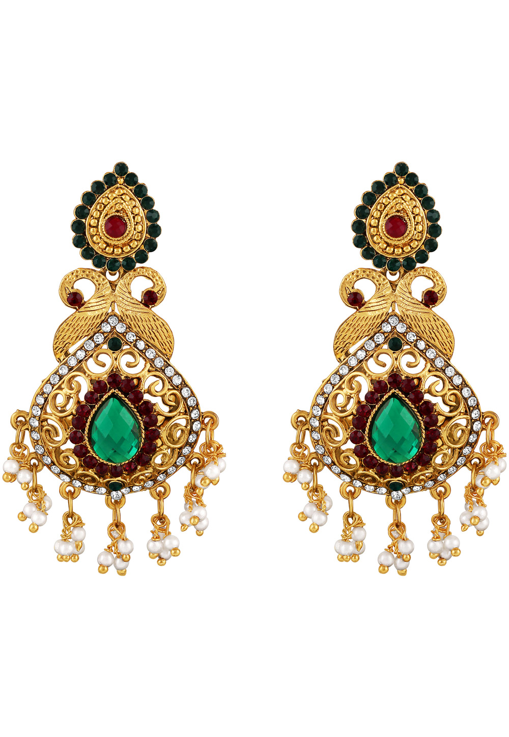 Golden Zinc Kundan Drops Earrings 191269