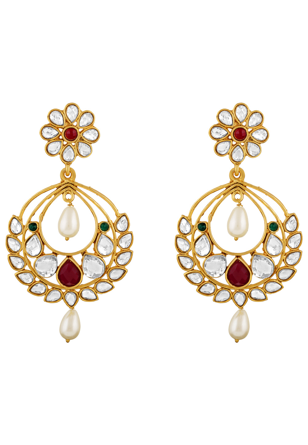 Maroon Zinc Kundan Drops Earrings 191273