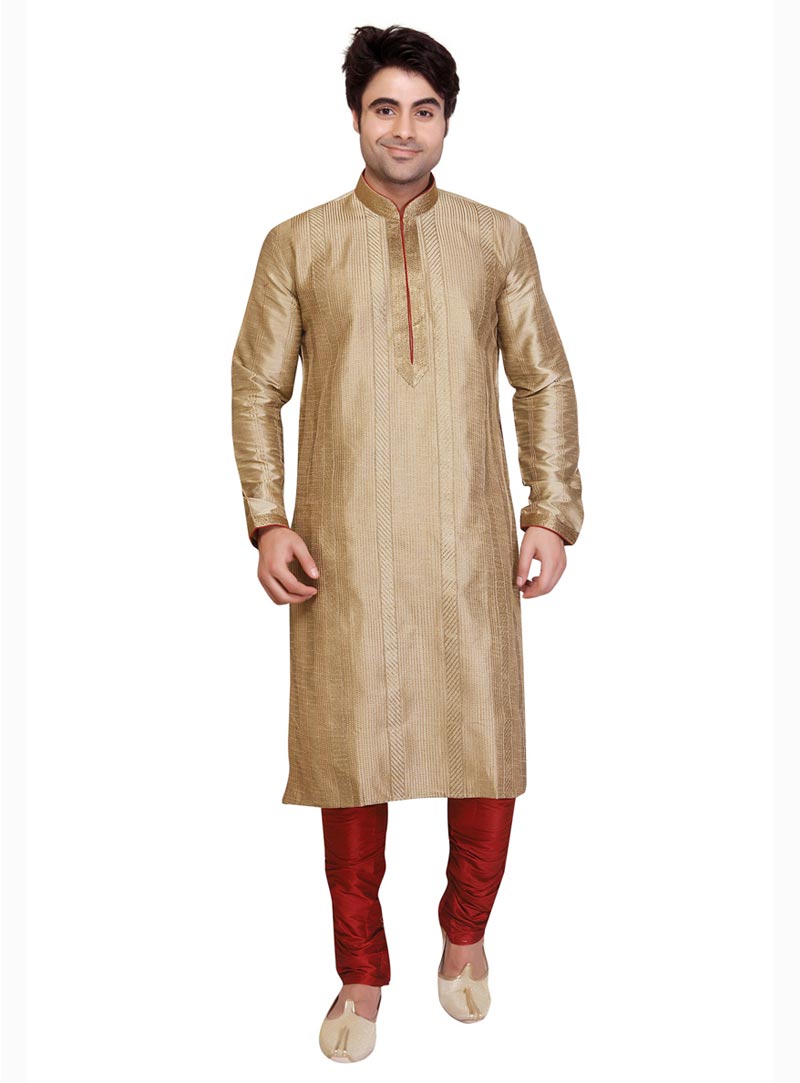 Beige Poly silk Kurta With Pajama 68422