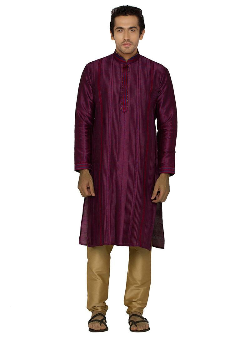 Purple Jacquard Readymade Kurta Pajama 78933