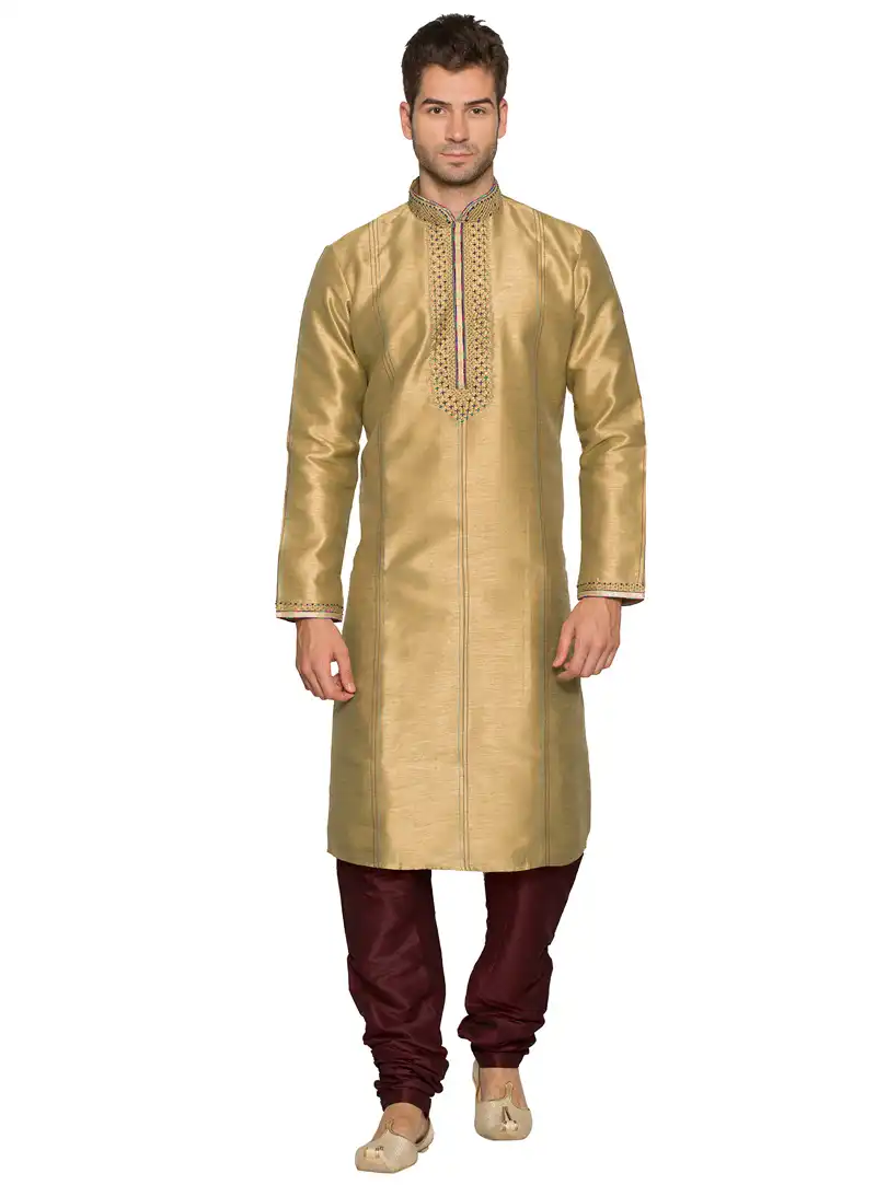 Beige Banglori Silk Readymade Kurta Pajama 90787