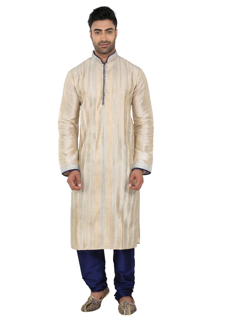Cream Ghicha Readymade kurta With Churidar 61799
