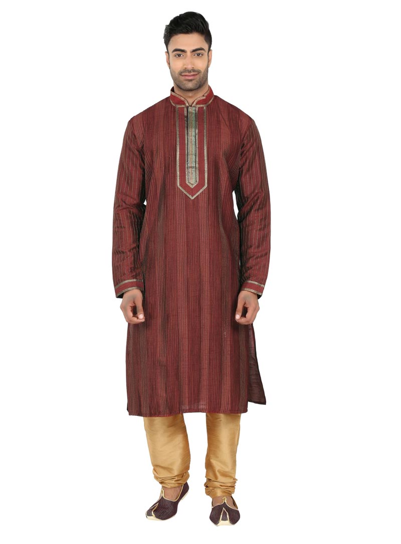 Maroon Ghicha Readymade kurta With Churidar 61791