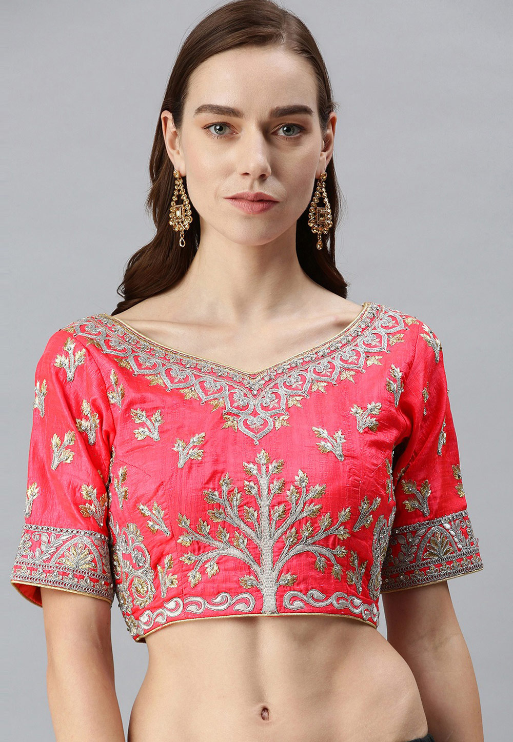 Pink Art Silk Readymade Blouse 233074