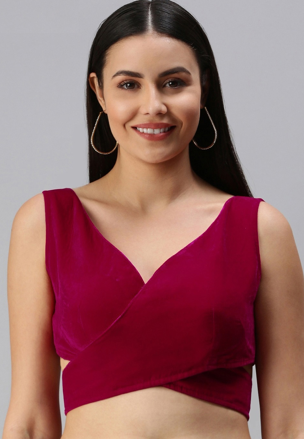 Magenta Velvet Readymade Blouse 245729