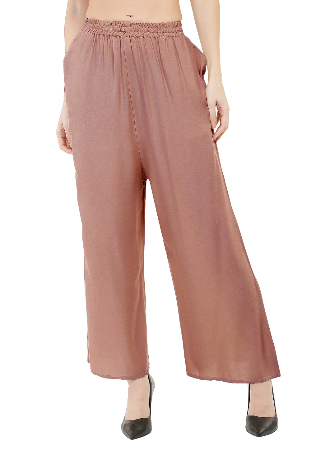 Coral Pink Rayon Readymade Palazzo Pant 201278
