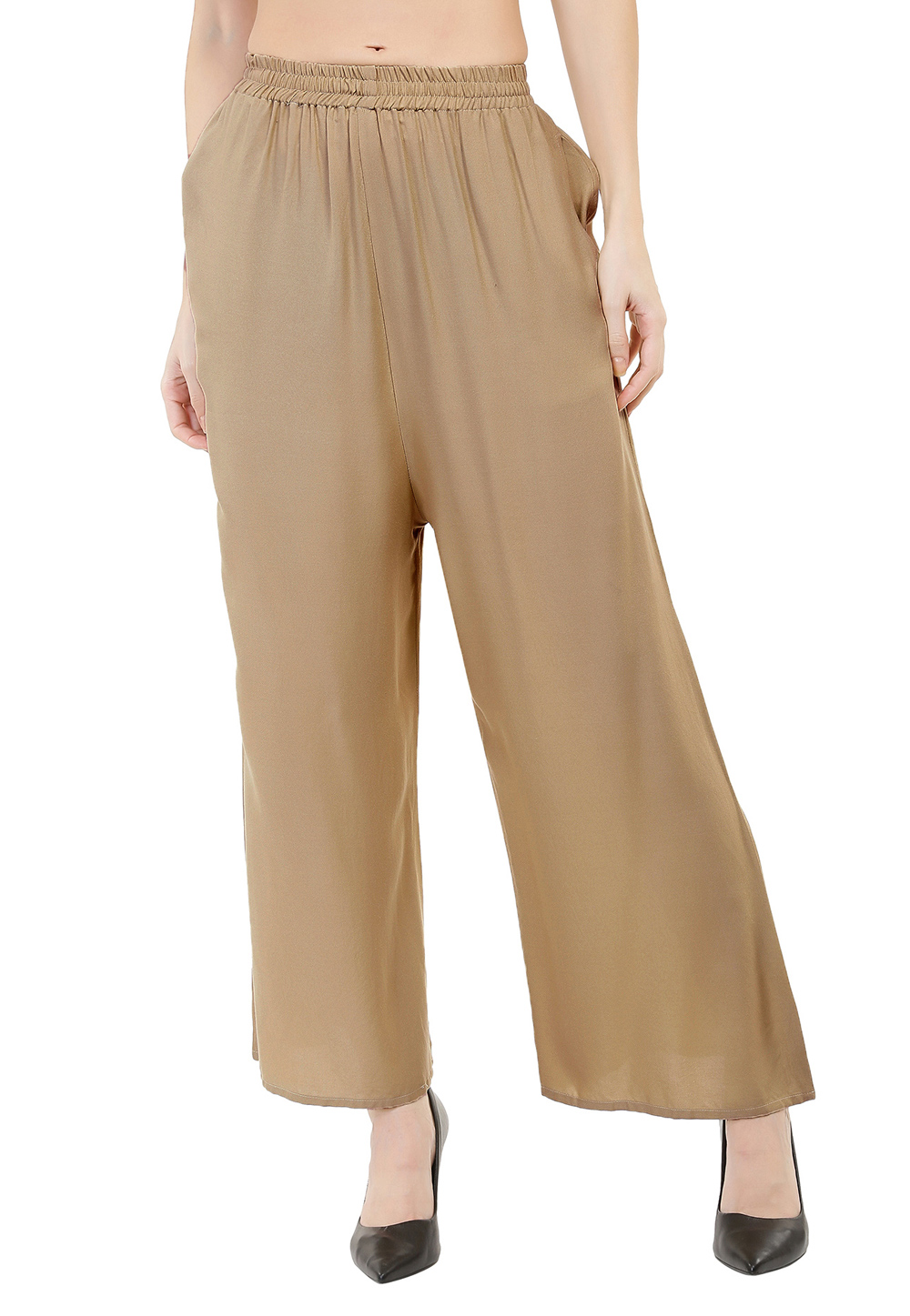 Light Brown Rayon Readymade Palazzo Pant 201279