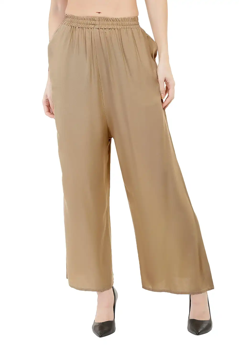 Light Brown Rayon Readymade Palazzo Pant 201279
