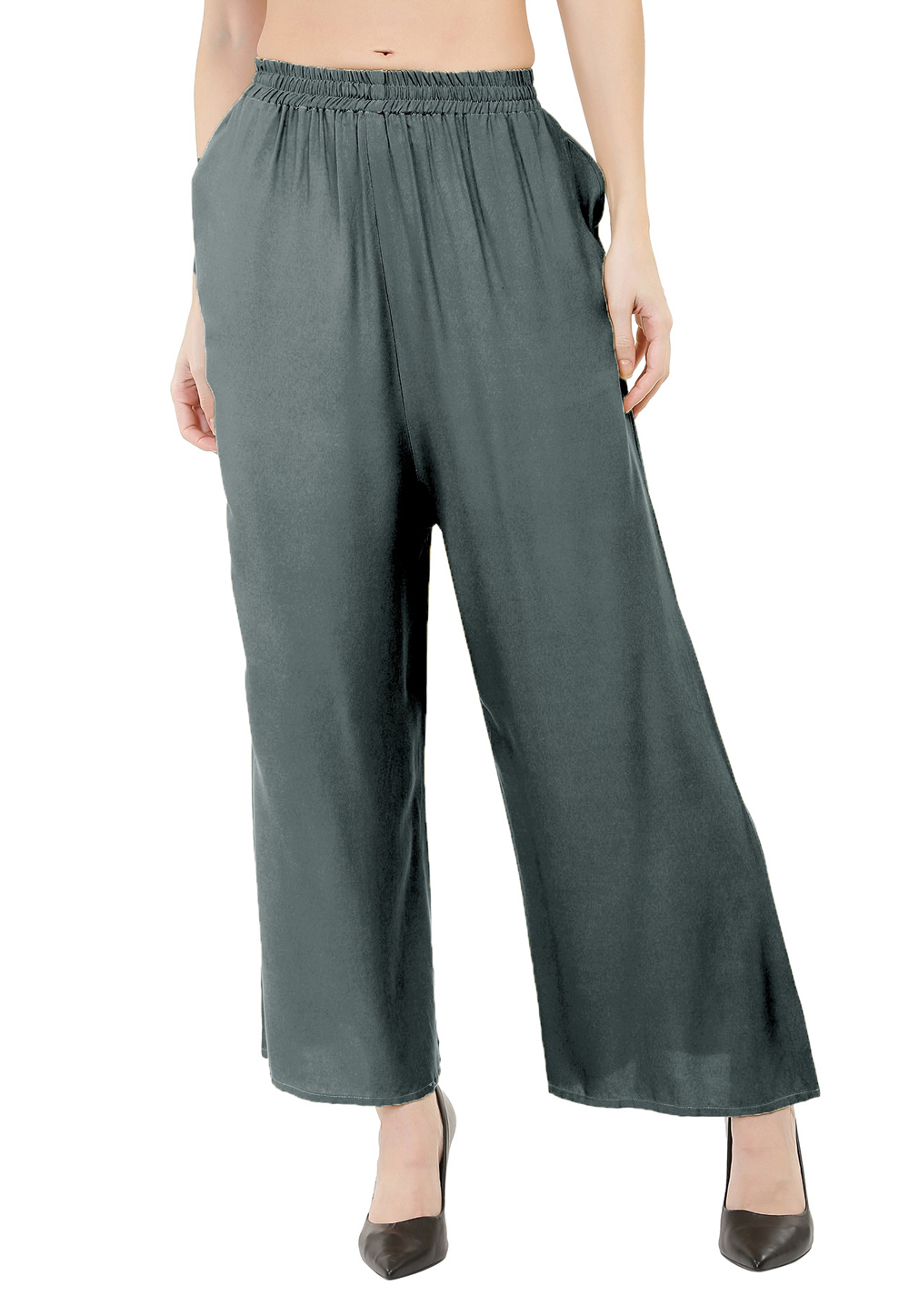 Grey Rayon Readymade Palazzo Pant 201280