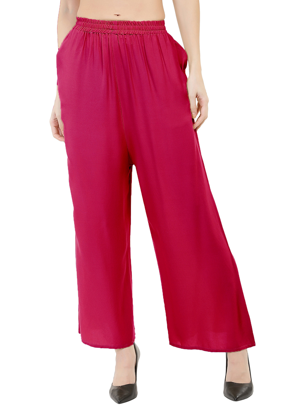 Magenta Rayon Readymade Palazzo Pant 201281