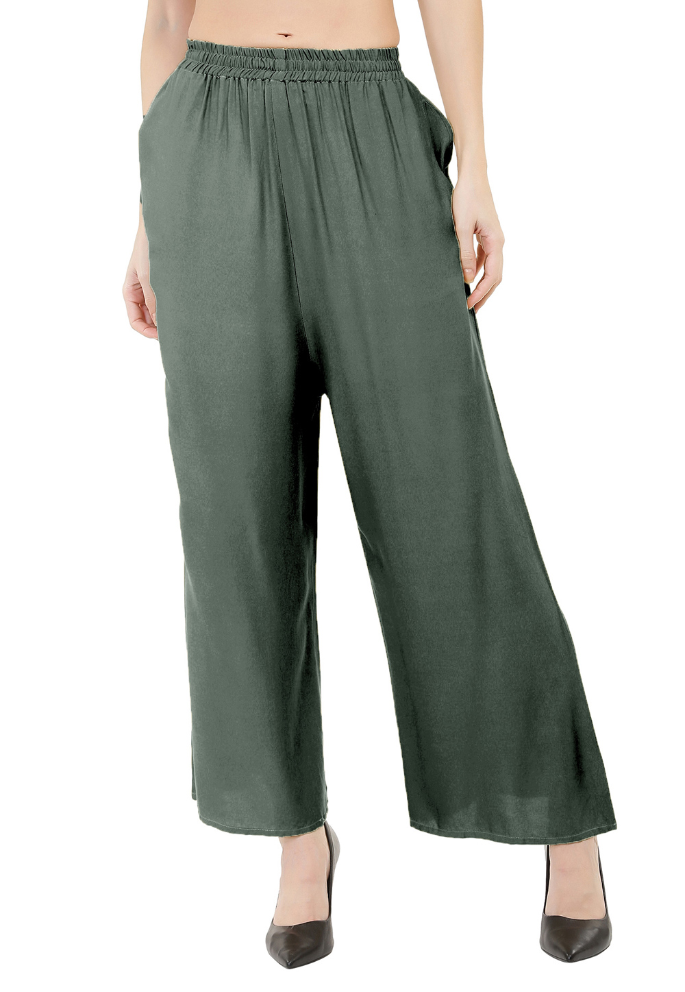 Grey Rayon Readymade Palazzo Pant 201282