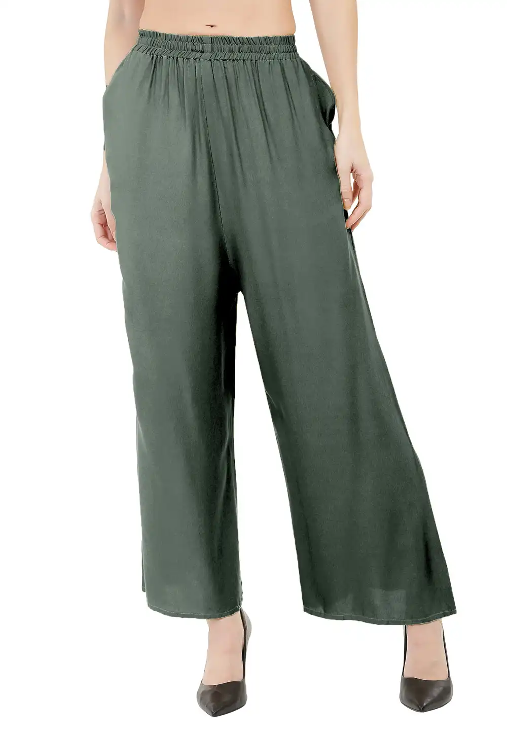 Grey Rayon Readymade Palazzo Pant 201282