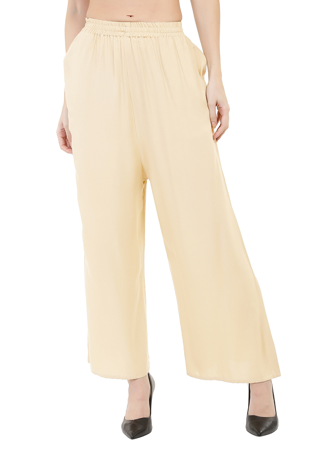Cream Rayon Readymade Palazzo Pant 201283