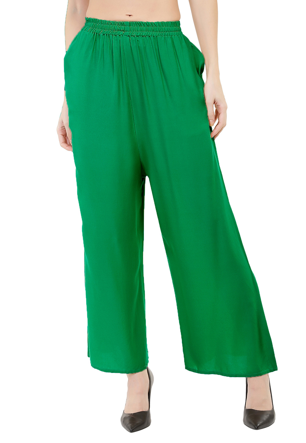Green Rayon Readymade Palazzo Pant 201285