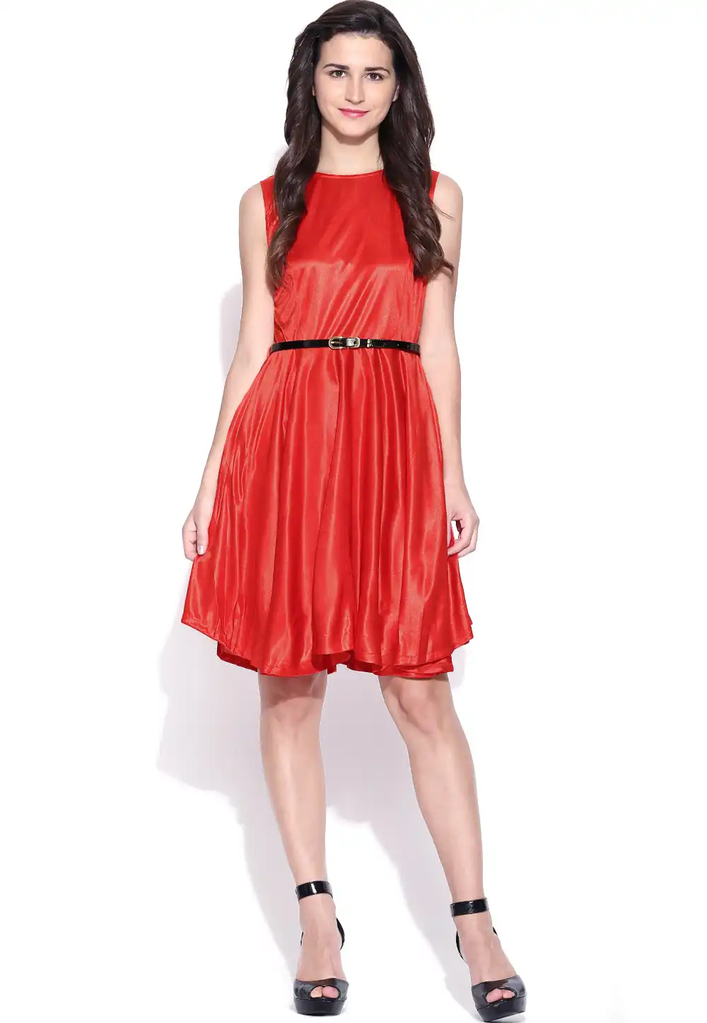 Red Polyester Readymade Party Wear Tops 188719