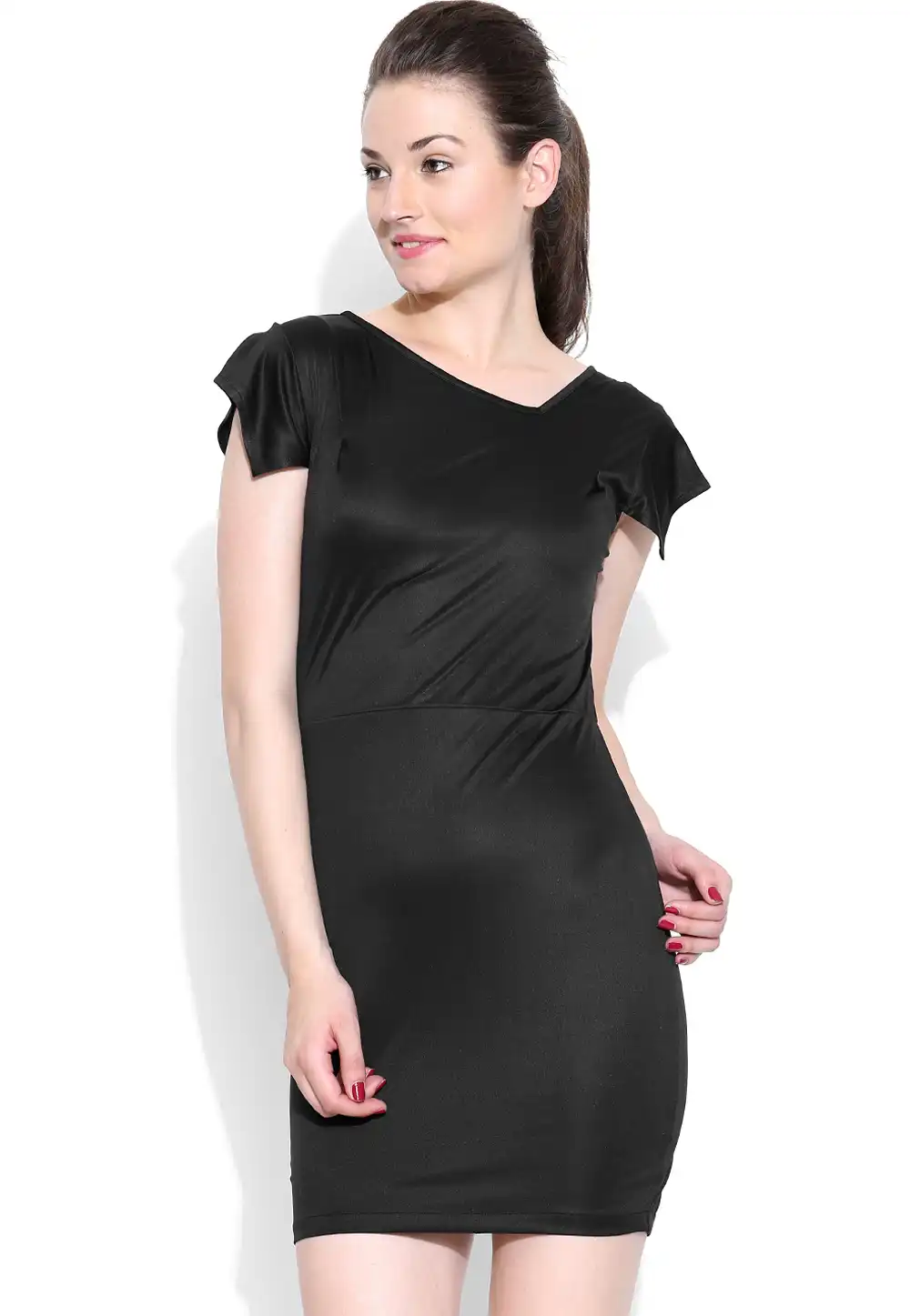 Black Polyester Readymade Party Wear Tops 188723