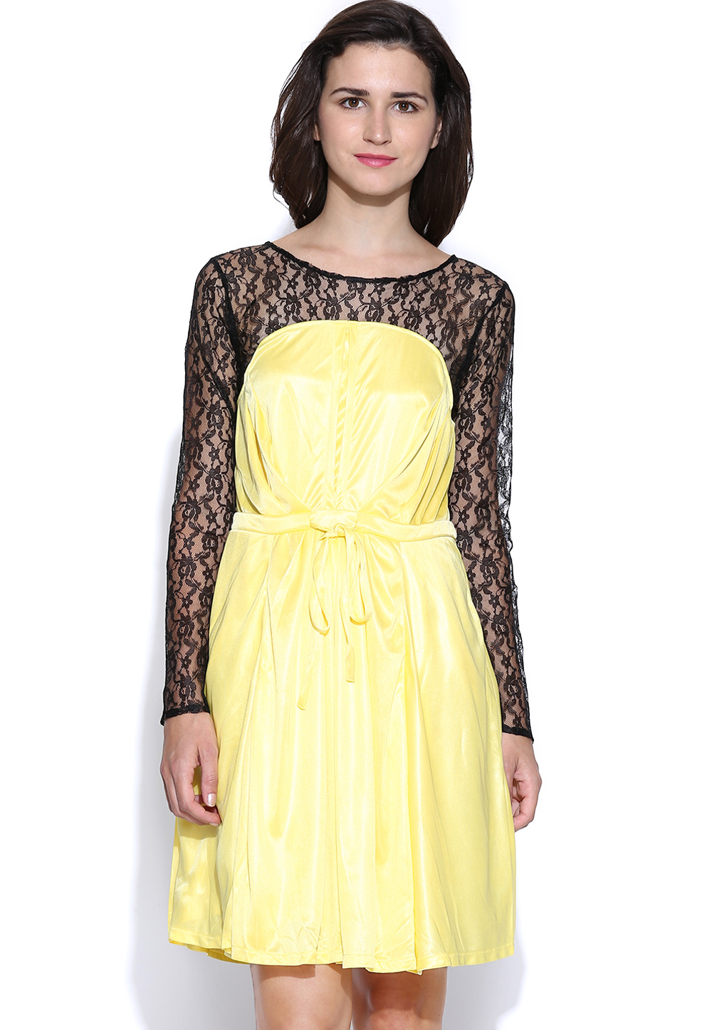 Yellow Lycra Readymade Party Wear Tops 188729
