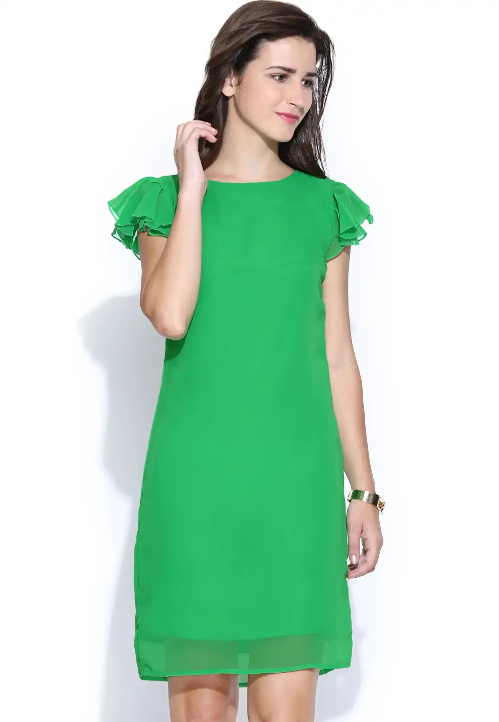 Green Polyester Readymade Tops 188731