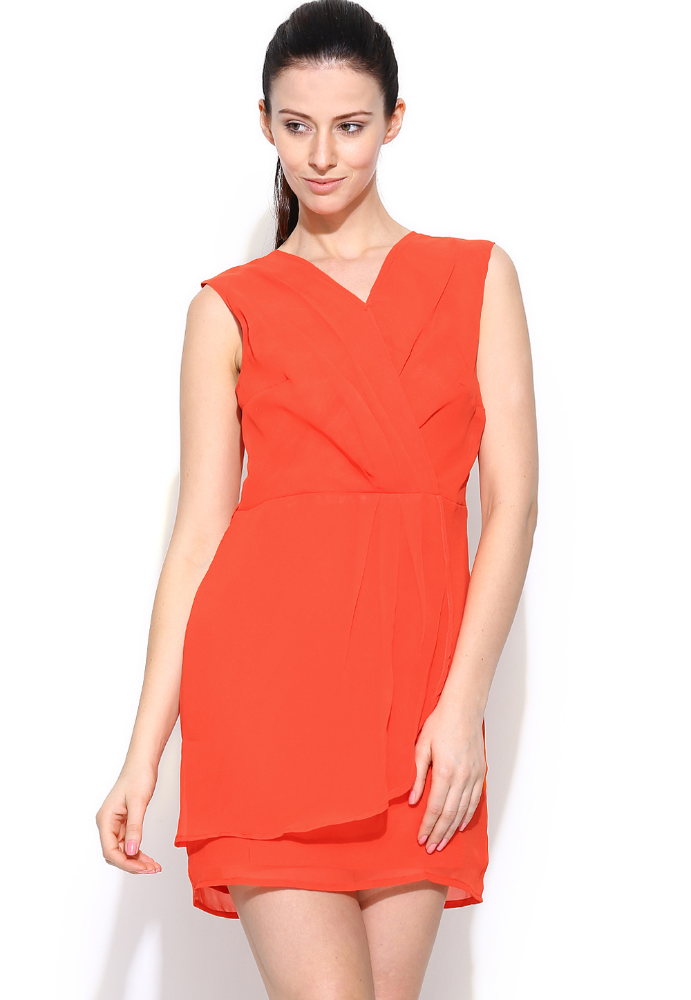 Orange Polyester Readymade Tops 188735