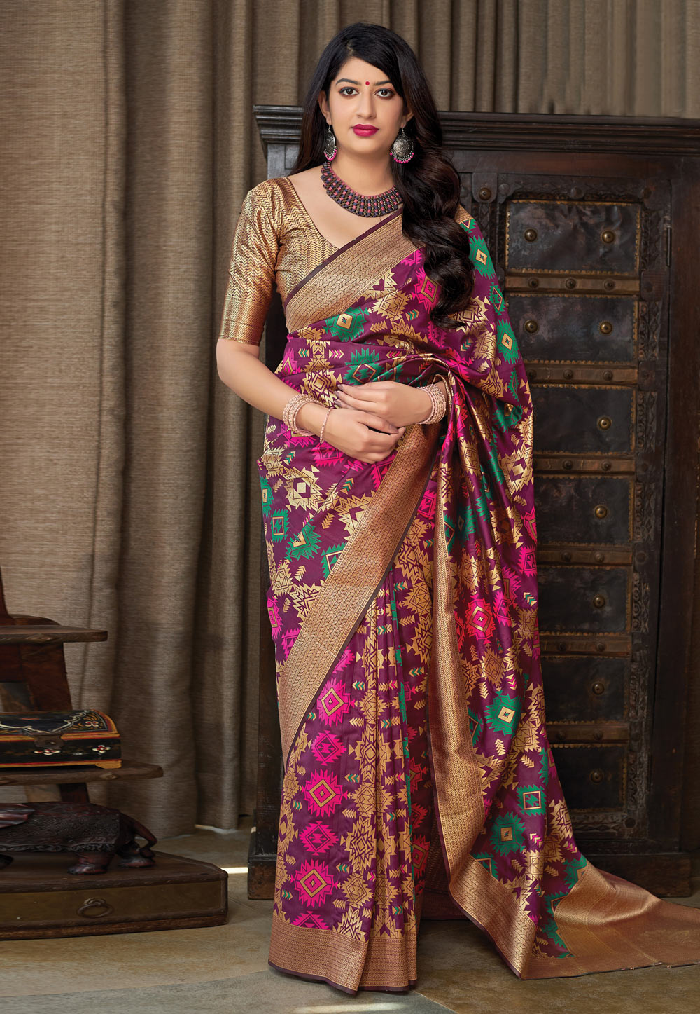 Purple Banarasi Silk Saree With Blouse 184519