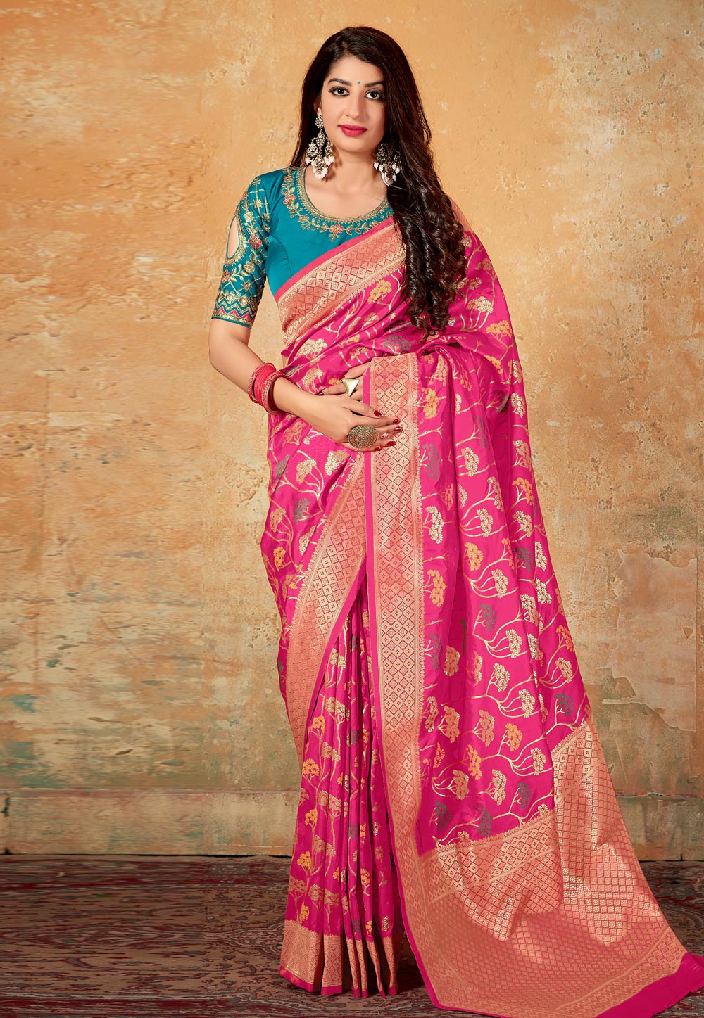 Pink Banarasi Silk Festival Wear Saree 197358