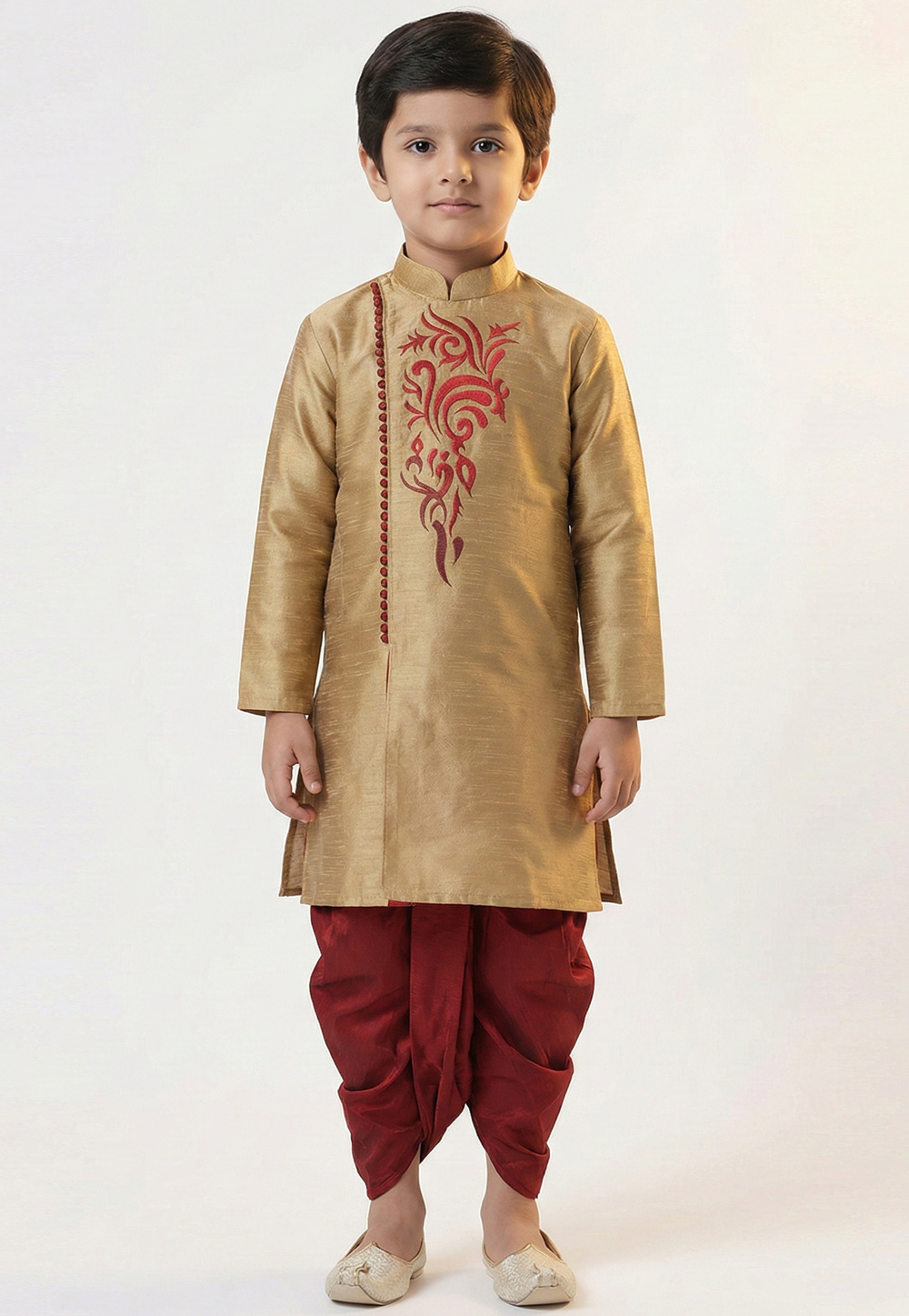 Fawn Art Silk Kids Dhoti Kurta 324590