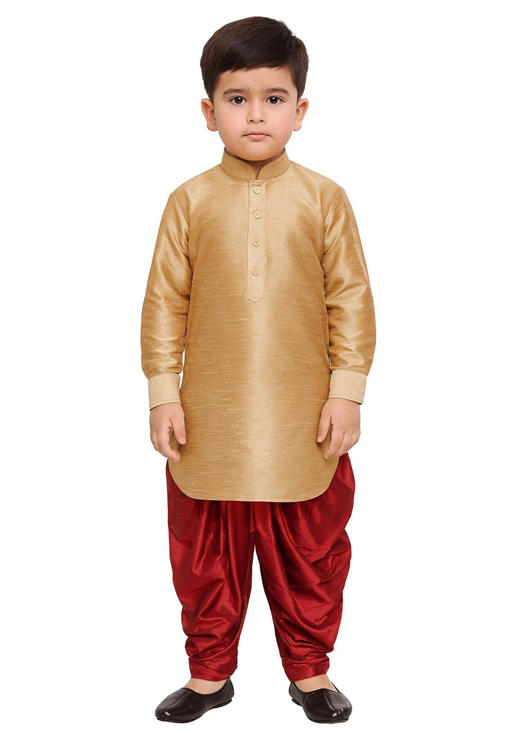 Fawn Dupion Silk Kids Dhoti Kurta 321229
