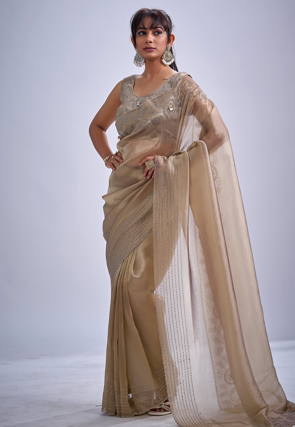 Fawn Kanjivaram Silk Saree 327800