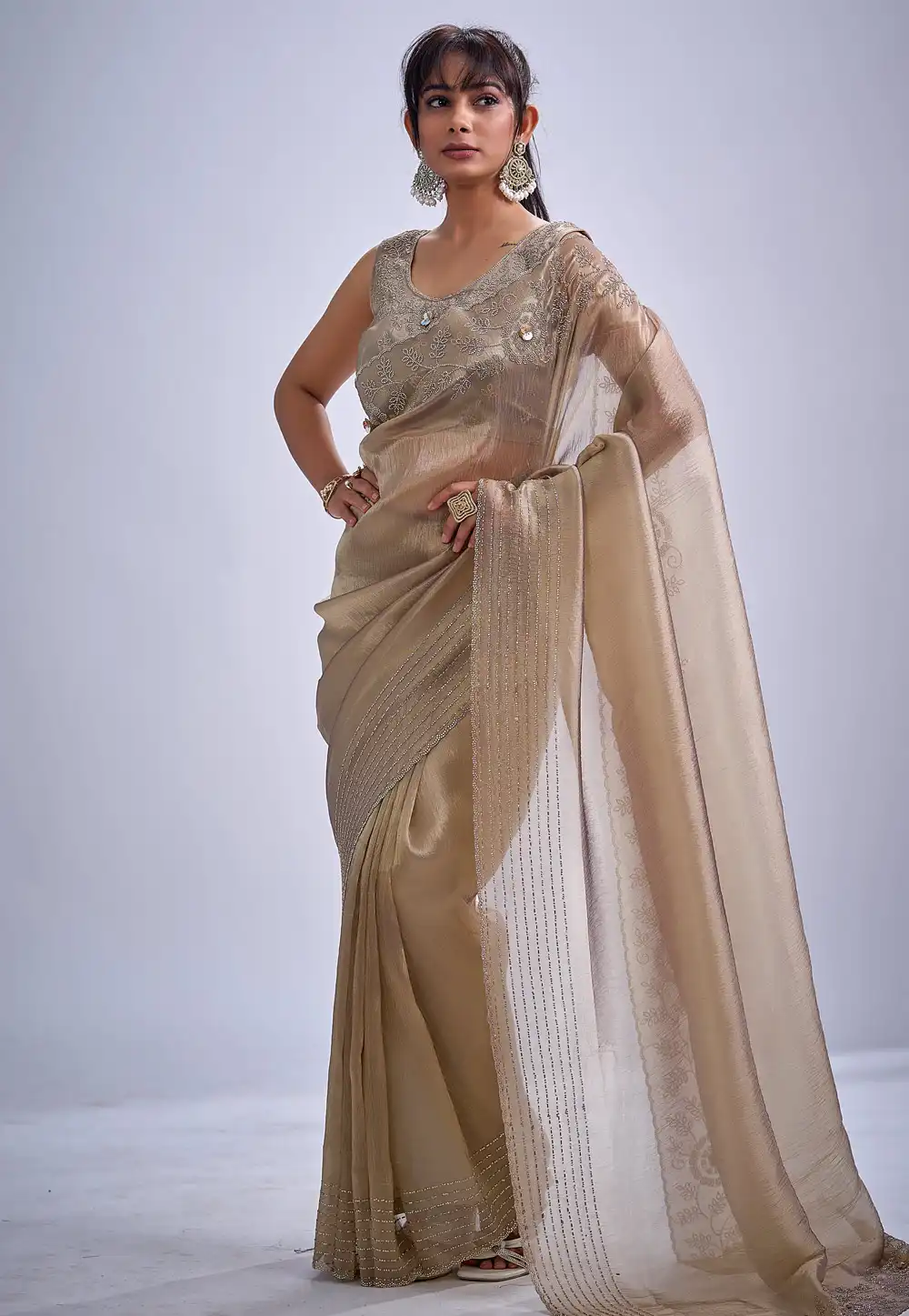 Fawn Kanjivaram Silk Saree 327800