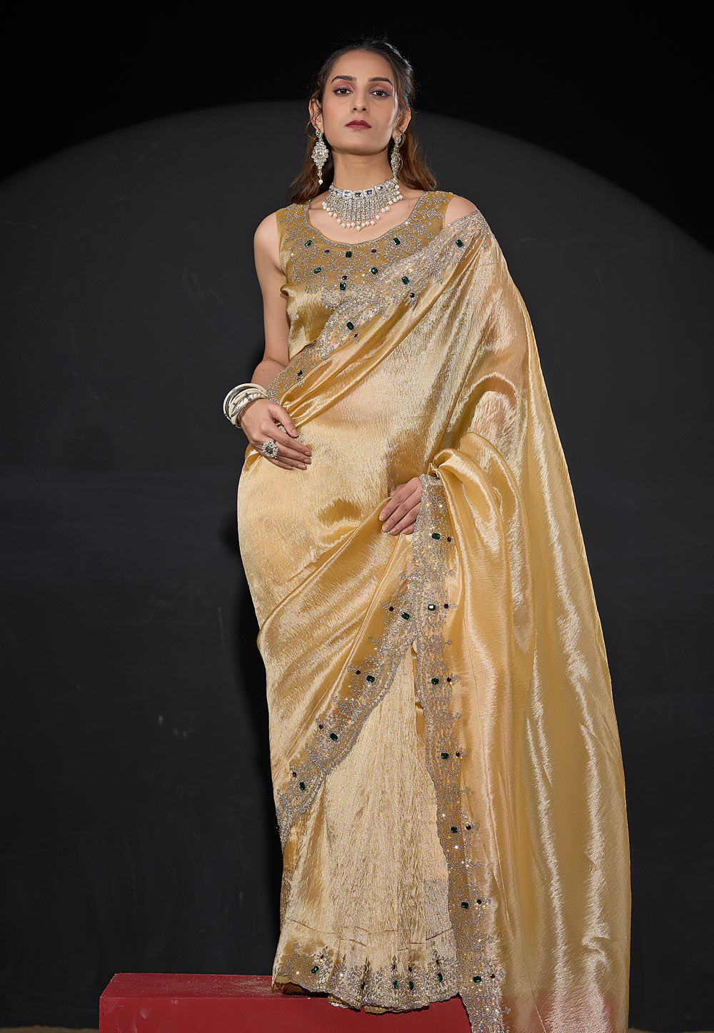 Fawn Kanjivaram Silk Saree With Blouse 327609