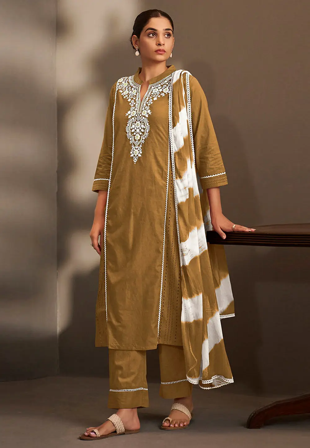 Golden Cotton Readymade Pakistani Suit 334201