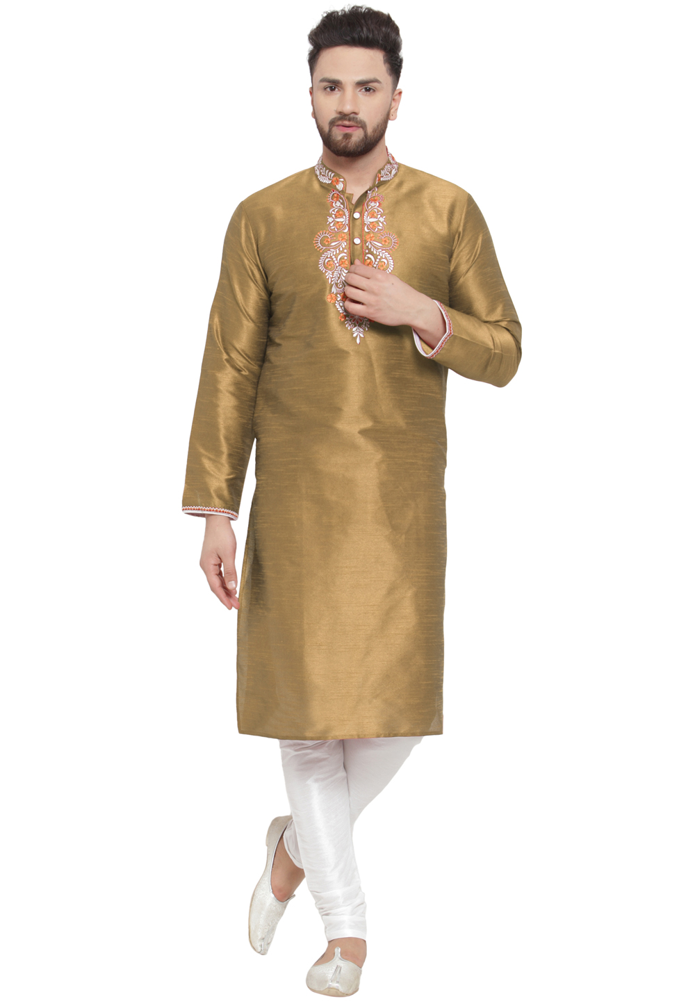 Golden Dupion Silk Kurta Pajama 284937
