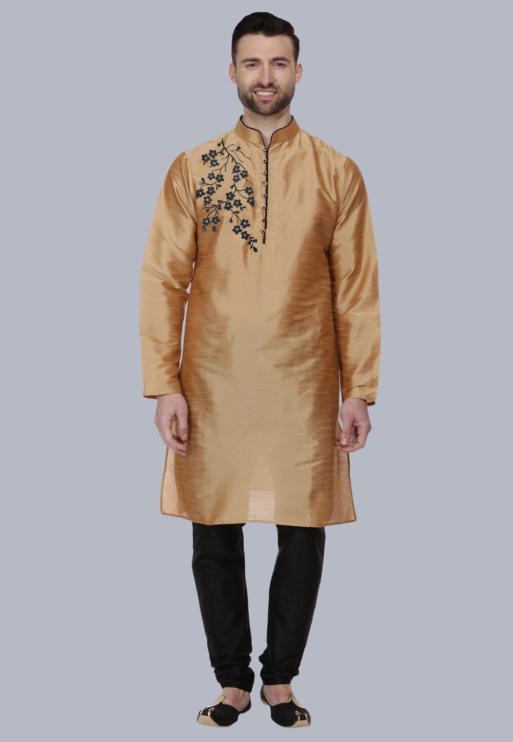 Golden Dupion Silk Kurta Pajama 279424