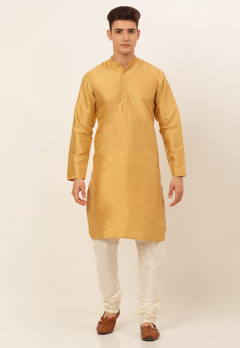 Golden Dupion Silk Kurta Pajama 281605