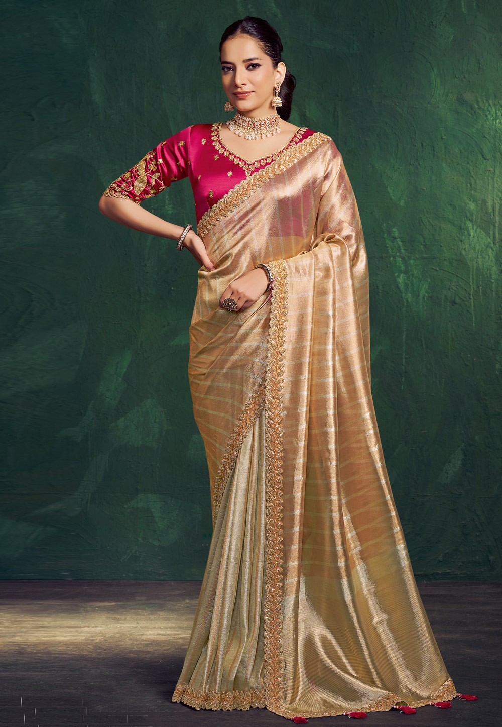 Golden Kanjivaram Silk Saree 322946