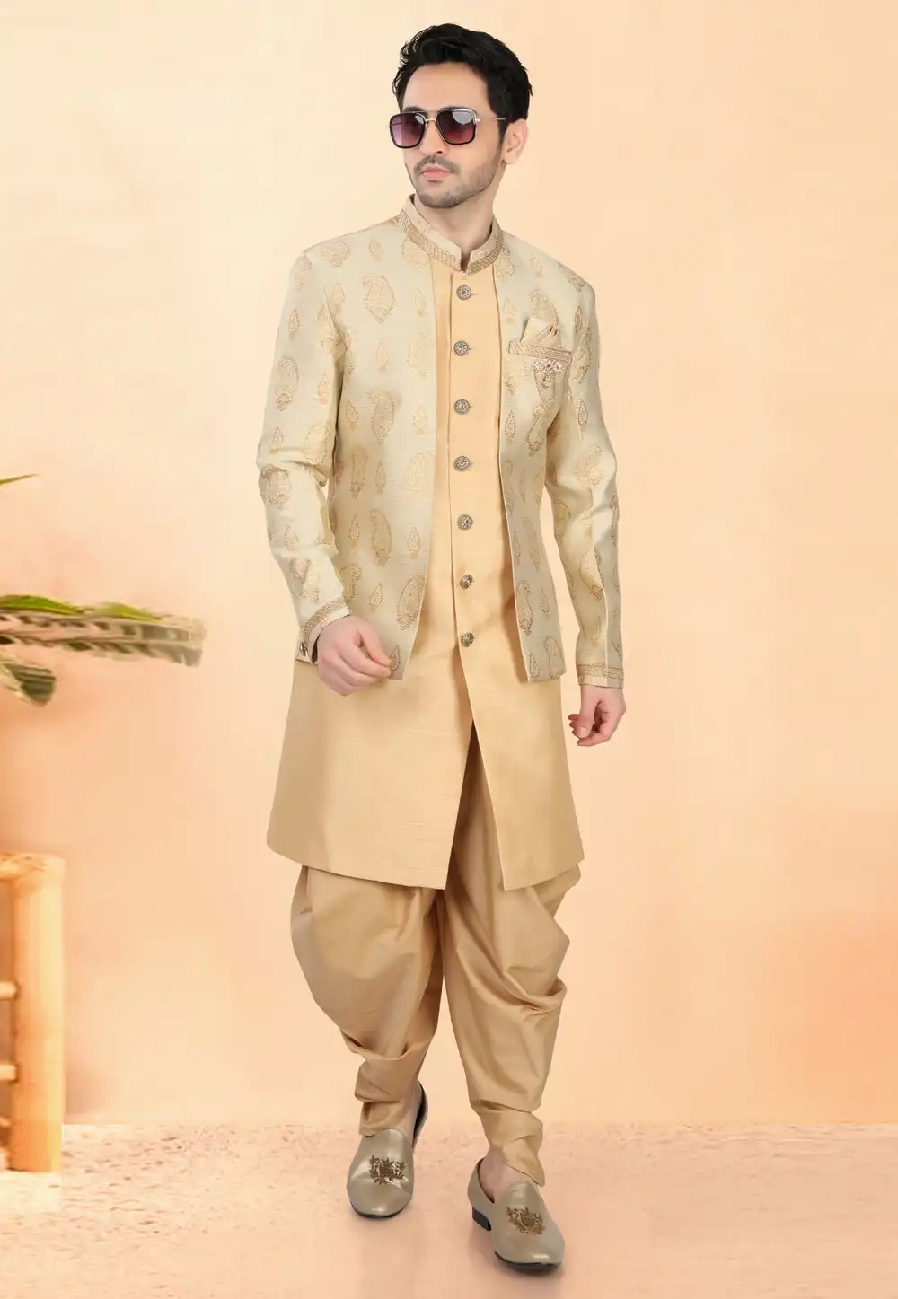 Golden Silk Indo Western Suit 308634